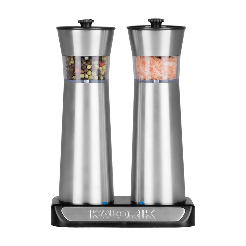 Kalorik Rechargeable Gravity Salt And Pepper Grinder Set, Stainless